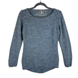 Bianca B. Blue Long Sleeve Round Neck Light Crochet Sweater Italy Cozy Indie M